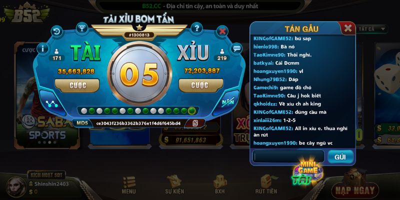 kinh nghiem choi tai xiu bom tan